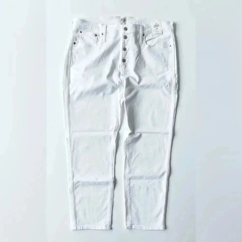 J. Crew Plus Size vintage slim-straight jean in white Size 34 NWT